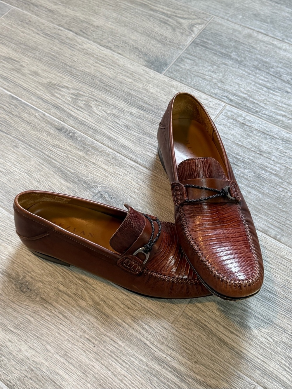Mezlan Dress Shoes Mens Size 11 M Brown Genuine Lizard Leather Loafers Brown